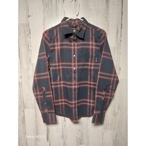 Flylow Brigette Tech Flannel Shirt Womens Medium Plaid Pearl Snap Long Sleeve